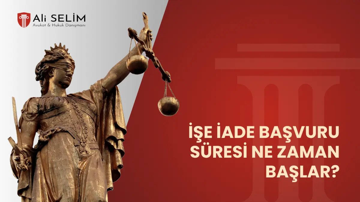 İşe iade davası 1 aylık hak düşürücü süre, fesih bildiriminin tebliği ve arabuluculuk başvuru başlangıç anını gösteren dairesel hukuk şeması - Avukat Ali Selim.