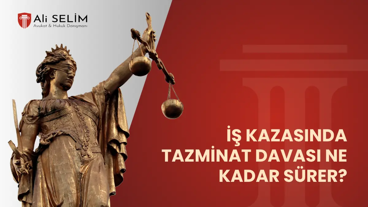 İş kazası maddi ve manevi tazminat davası aşamaları, SGK kusur raporu, ATK maluliyet oranı tespiti ve ortalama yargılama süreleri dairesel şeması - Avukat Ali Selim.
